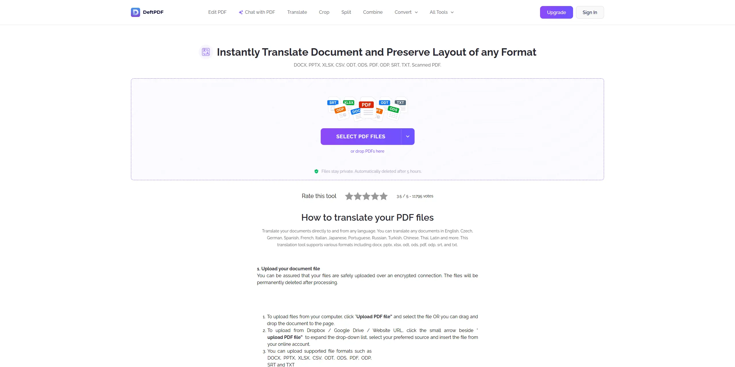 DeftPDF Translate